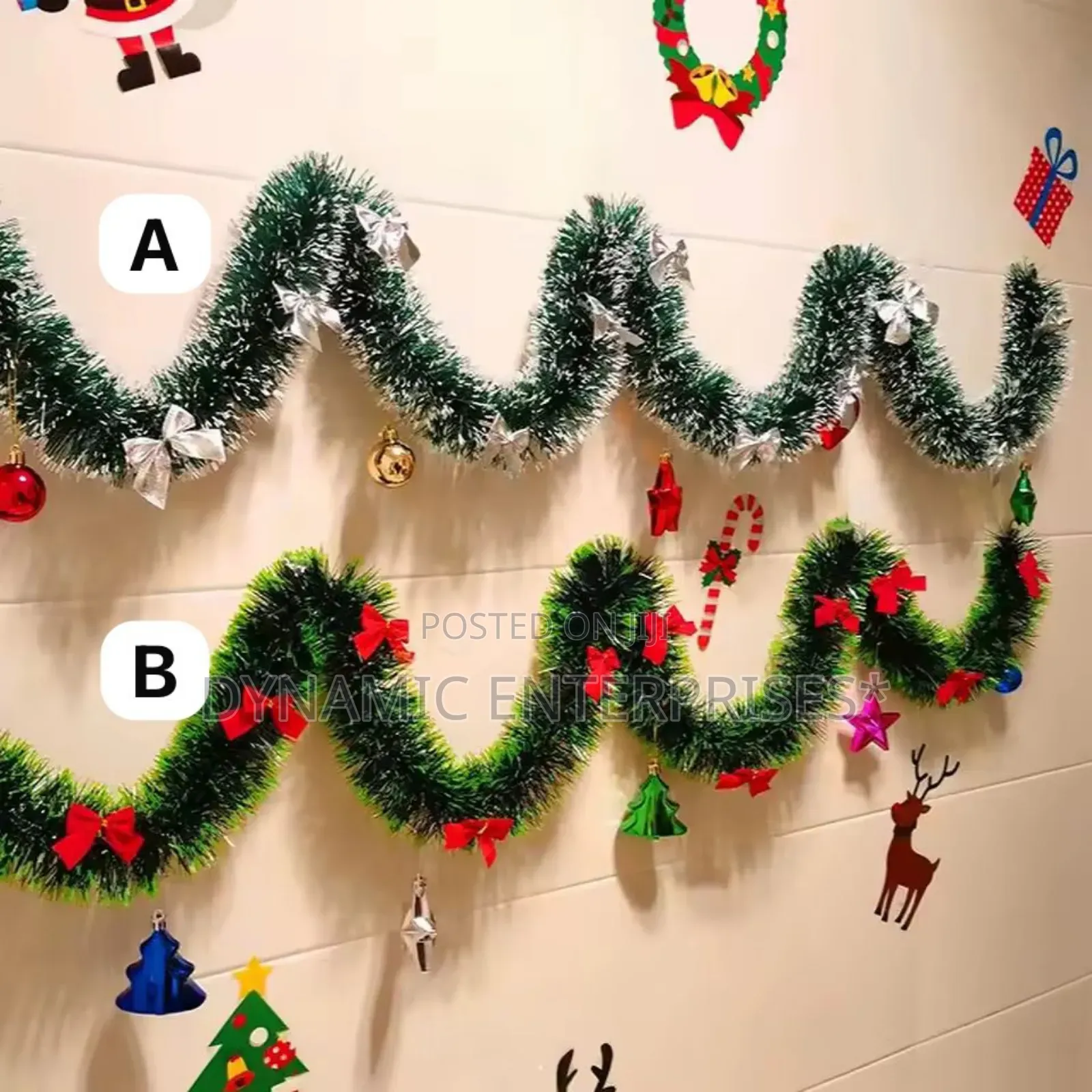 Tinsel Garlands With Decorations.