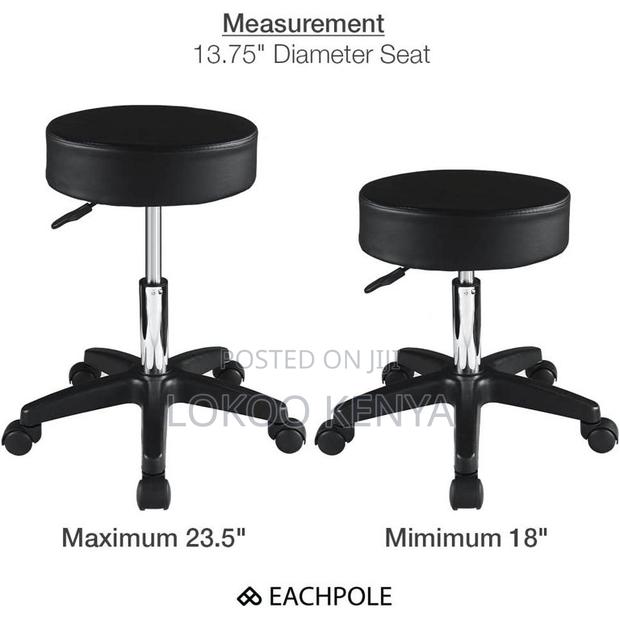 Stool; Adjustable Rolling Leather Round Backless Counter Stool - thumbnail 3