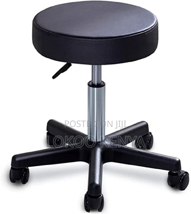 Stool; Adjustable Rolling Leather Round Backless Counter Stool - thumbnail 5