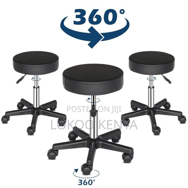 Stool; Adjustable Rolling Leather Round Backless Counter Stool - thumbnail 8