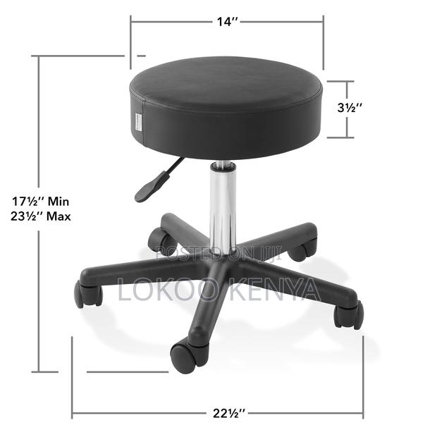 Stool; Adjustable Rolling Leather Round Backless Counter Stool - thumbnail 9