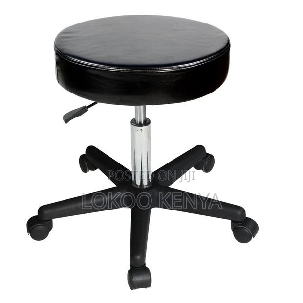 Stool; Adjustable Rolling Leather Round Backless Counter Stool - thumbnail 10