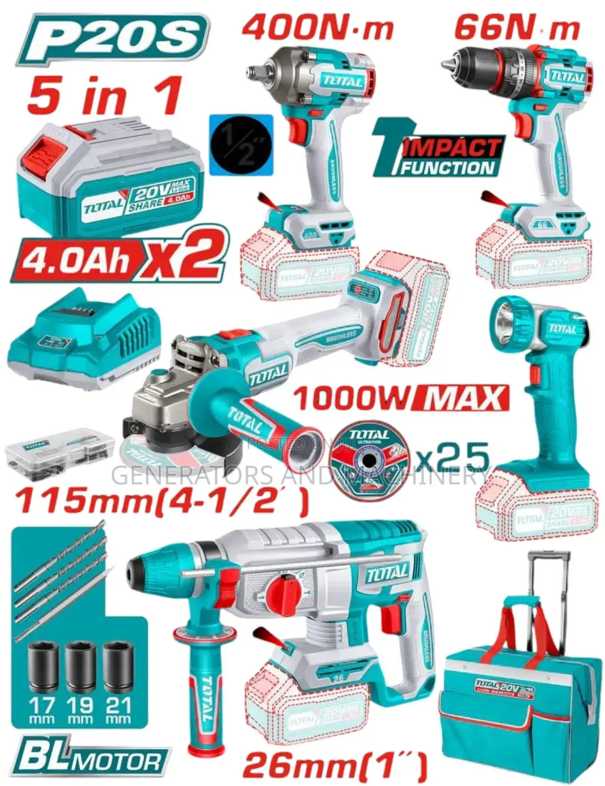 1.5pc Cordless Industrial Combo Kit