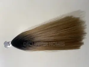 Semi Human Ombre Bob Short Straight Hair, Black Brown.