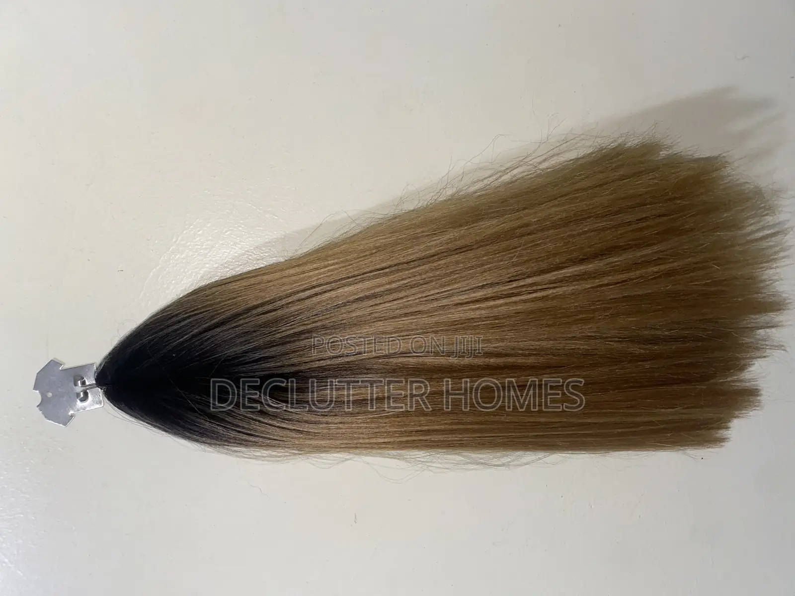 Semi Human Ombre Bob Short Straight Hair, Black Brown.