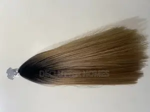 Semi Human Ombre Bob Short Straight Hair, Black Brown.