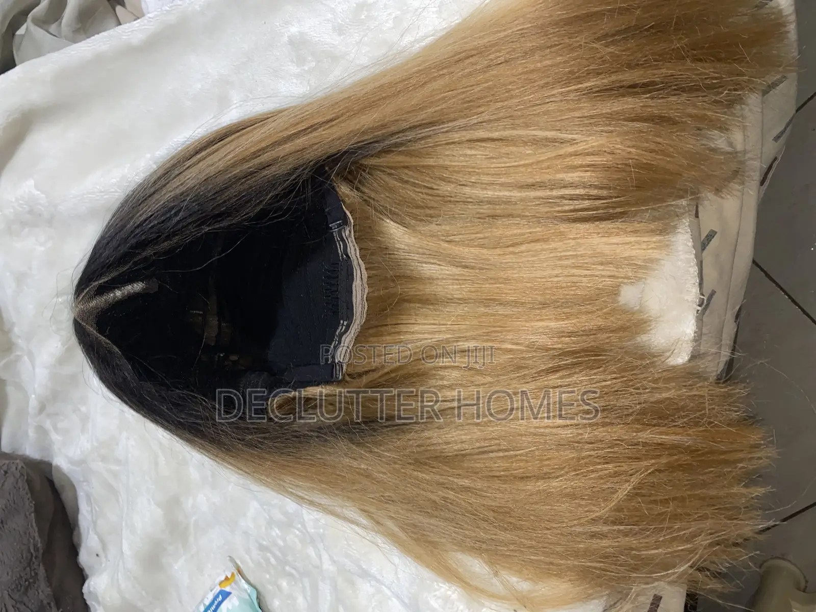 Semi Human Ombre Bob Short Straight Hair, Black Brown.