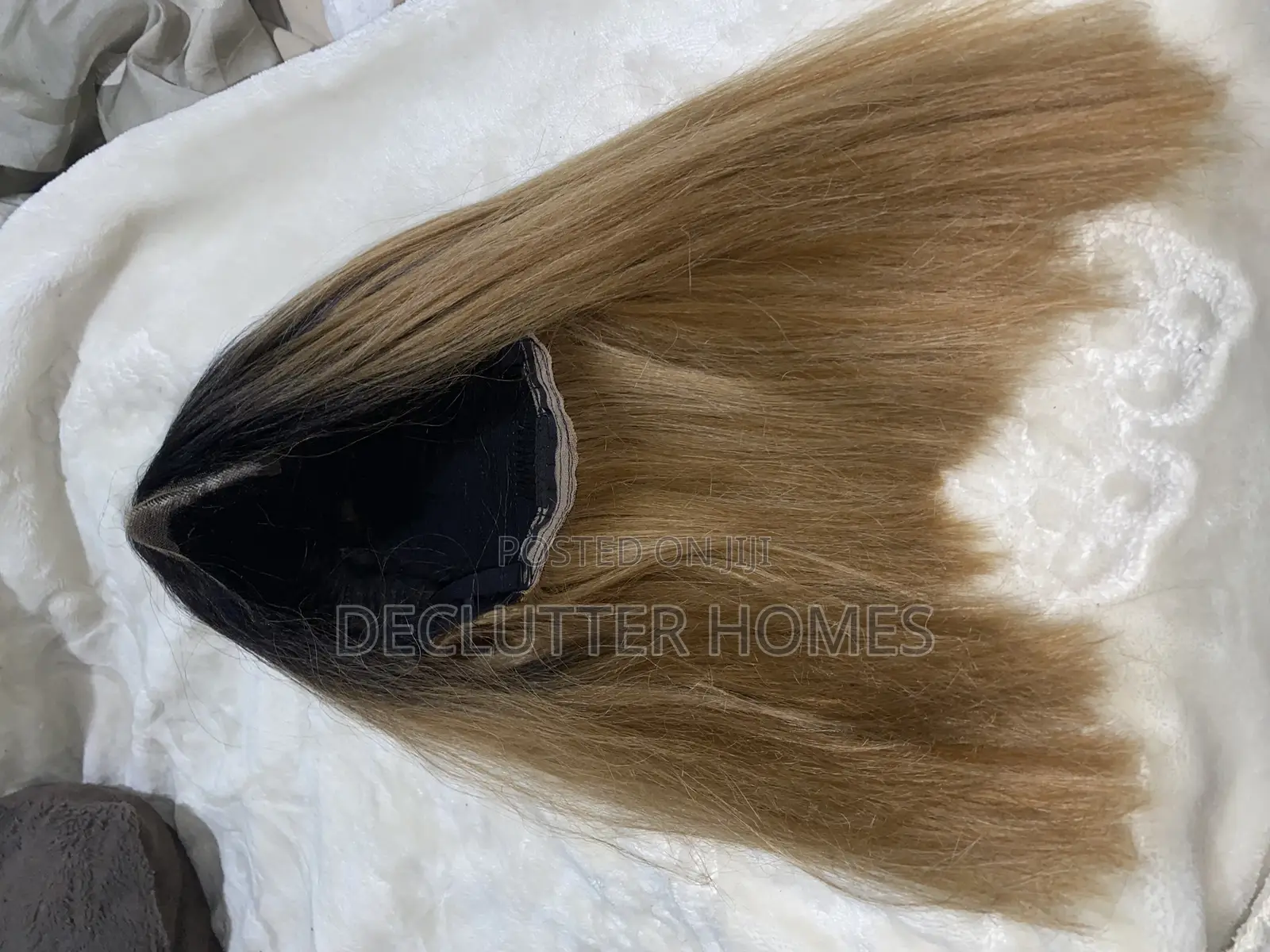 Semi Human Ombre Bob Short Straight Hair, Black Brown.