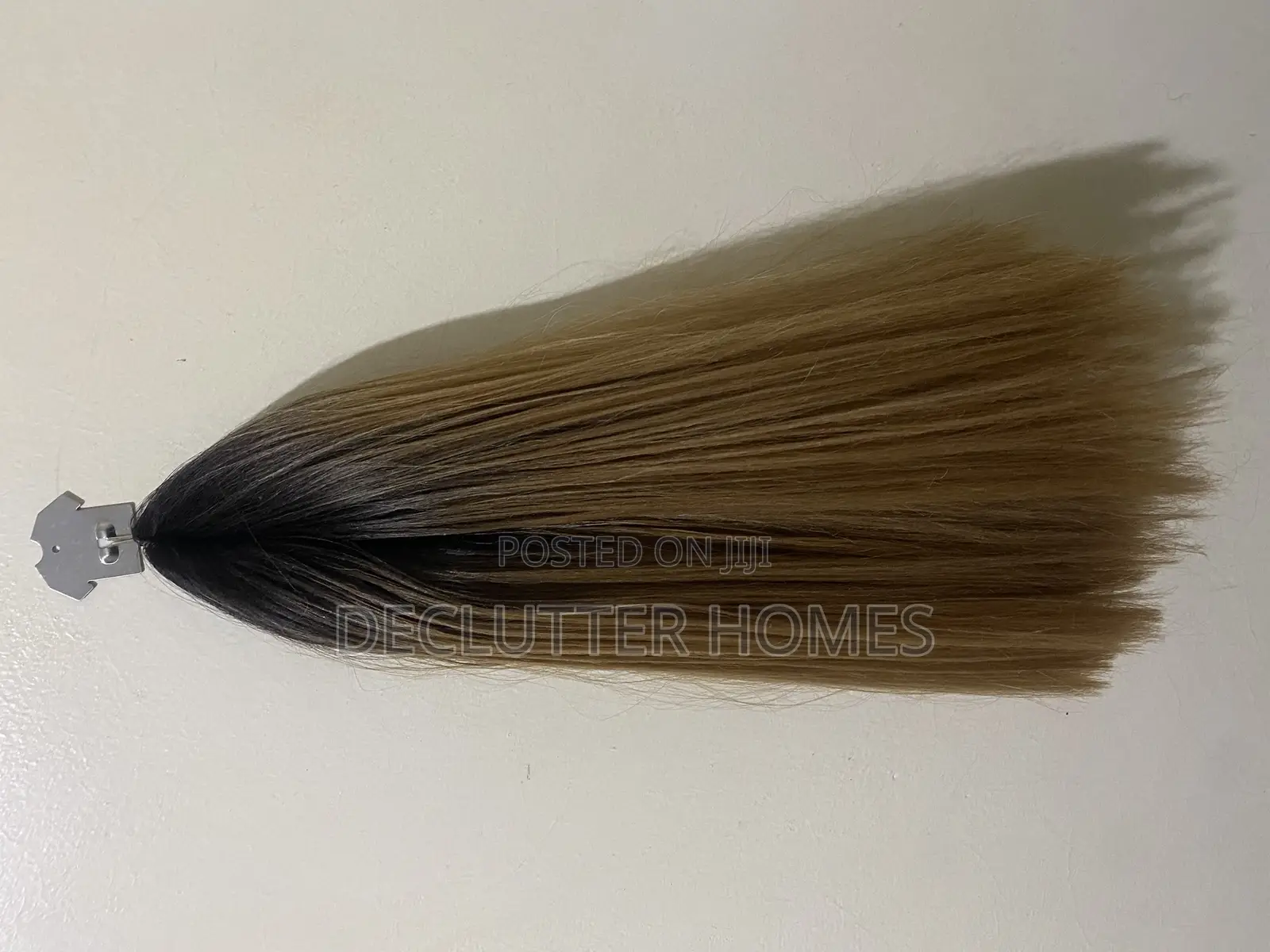 Semi Human Ombre Bob Short Straight Hair, Black Brown.