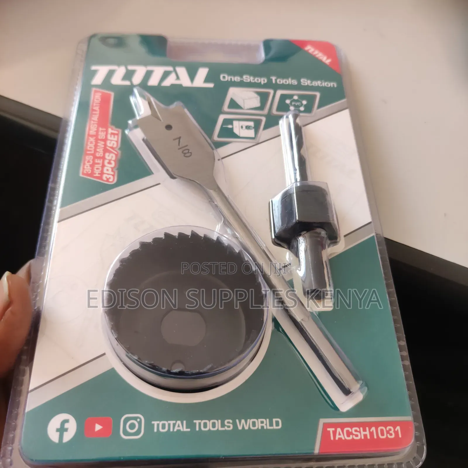 Total Lock Installation Kit Crown, Holder Drill Deadbolt Hole Saw Set