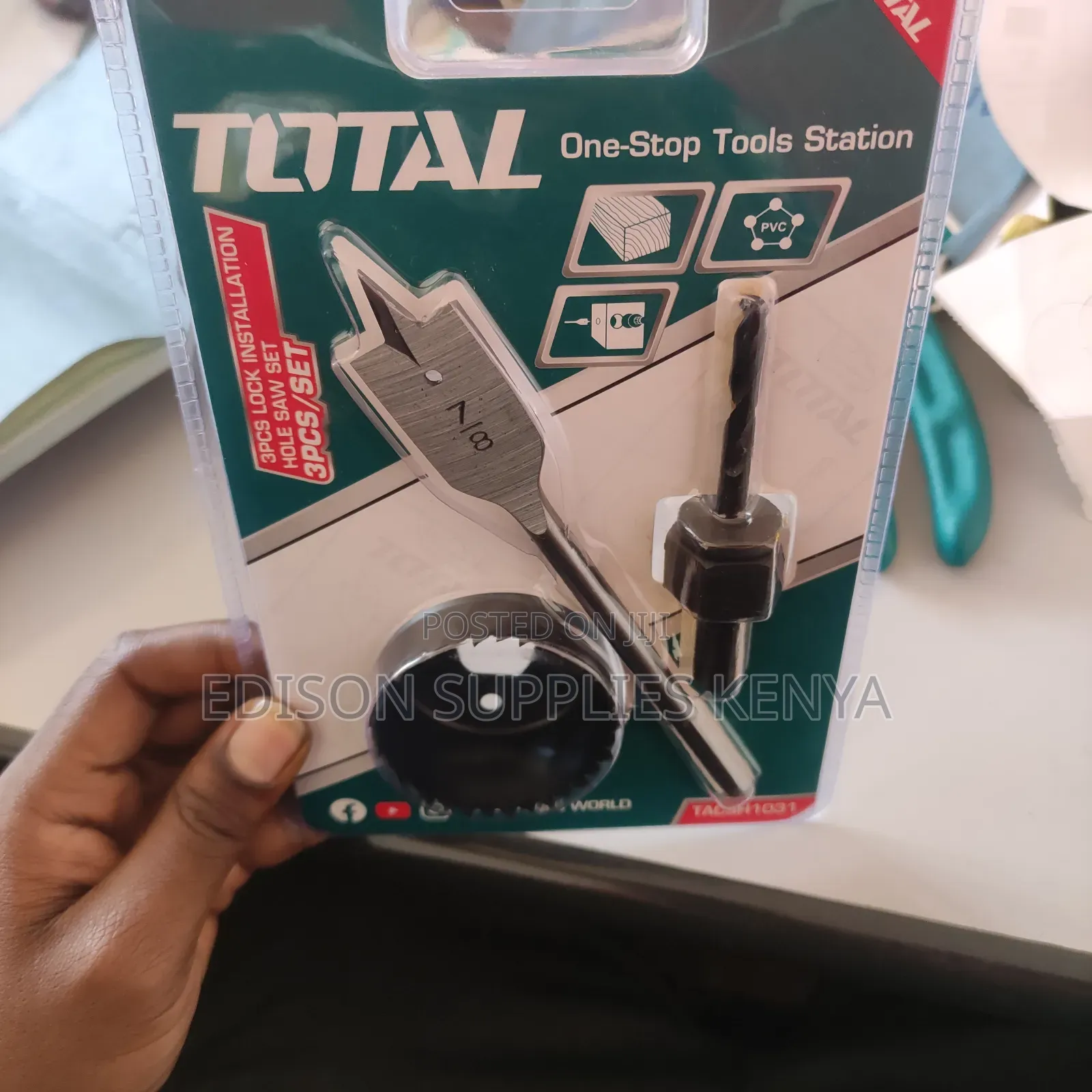 Total Lock Installation Kit Crown, Holder Drill Deadbolt Hole Saw Set
