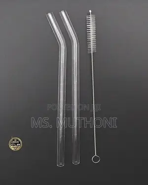 6 PCS Clear Glass Straw Set With 1 Pc Cleaning Brush