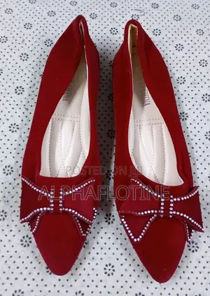 Red Satin Wedding Flat Shoes With a Stylish Pointed Toe