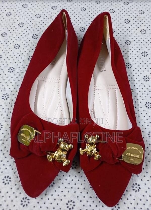 Bowknot Red Satin Wedding Flat Shoes Pointed Toe - thumbnail 2