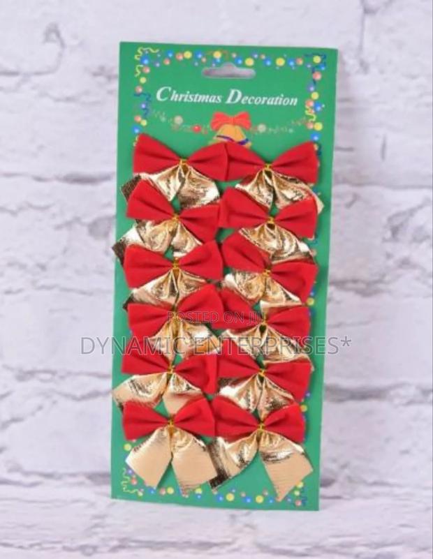 12pcs Red and Gold Christmas Bows - main view