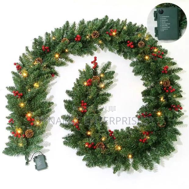 2.5m Green Christmas Garland With Lights
