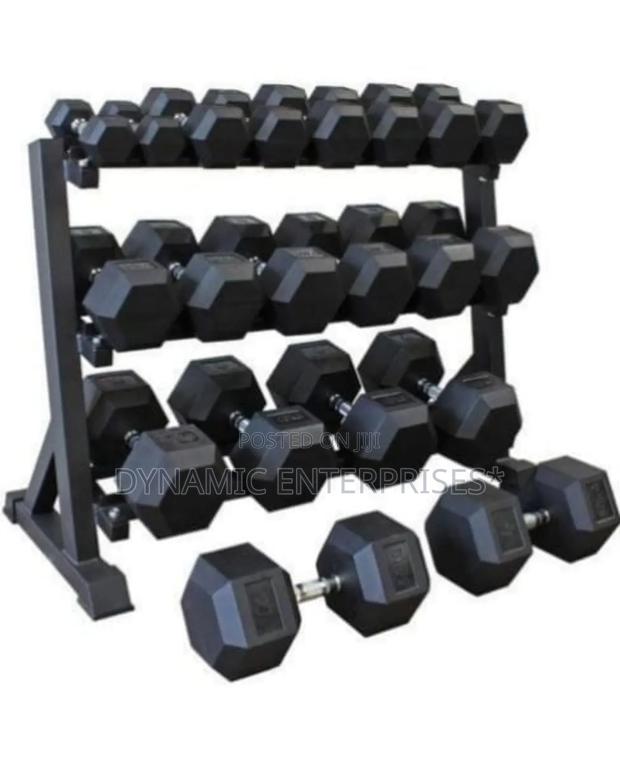 5kg Hex Dumbbell Slset With a Rack - main view