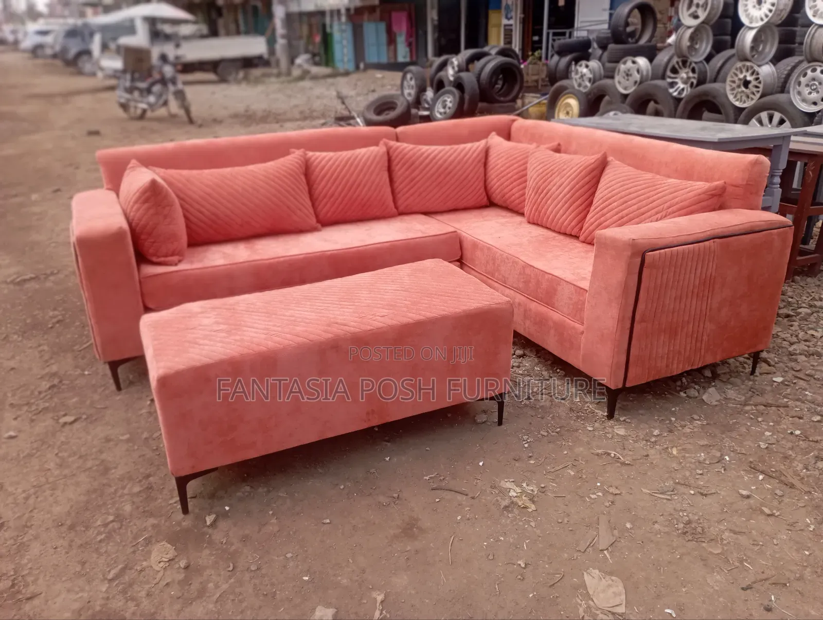 Futuristic Stylish Corner Seat 5 Seater + Ottoman - Pay on Delivery