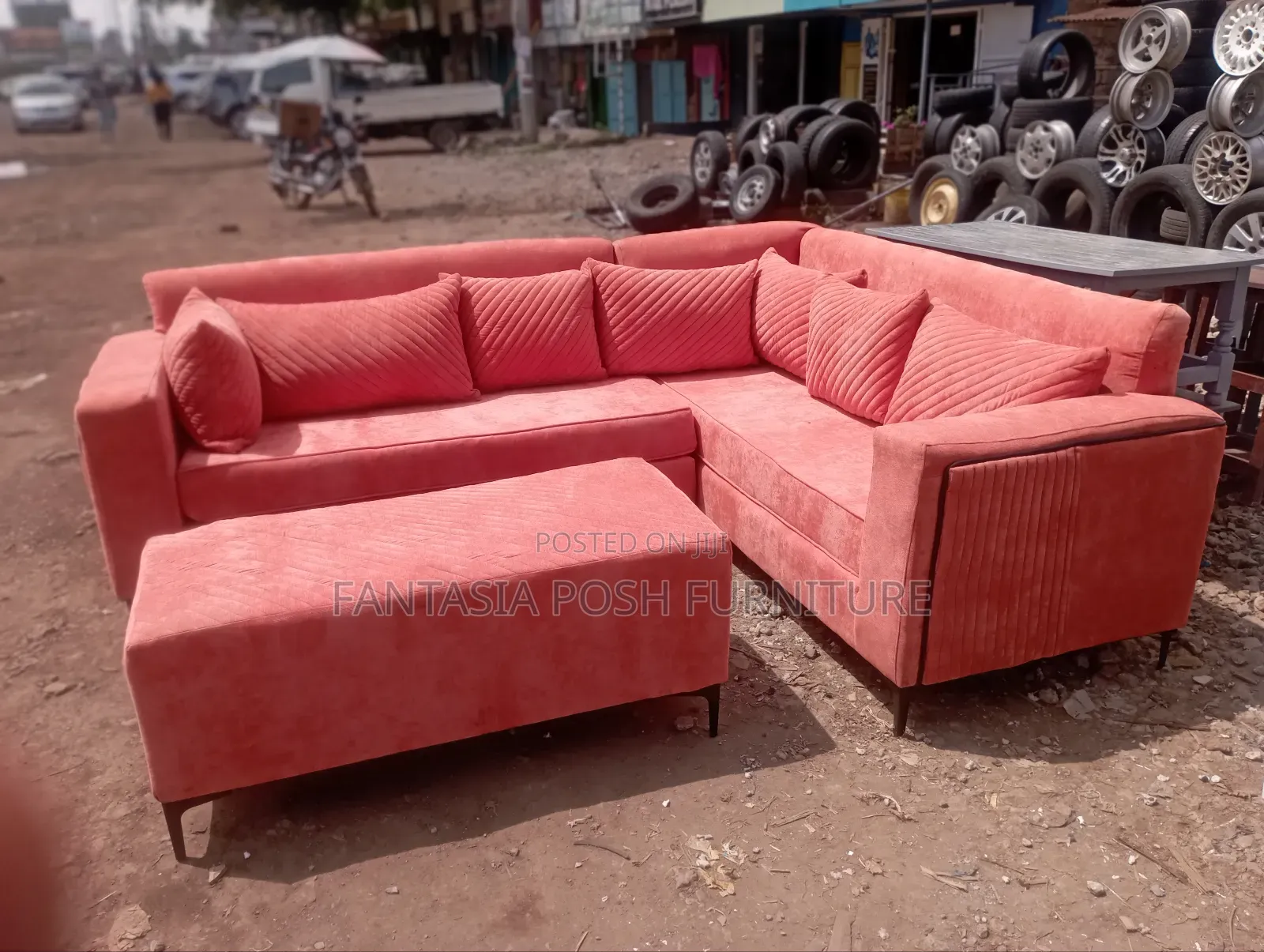 Futuristic Stylish Corner Seat 5 Seater + Ottoman - Pay on Delivery