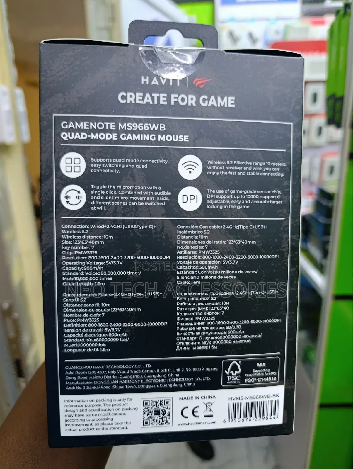 Havit Gamenote Ms966wb Quad-Mode Gaming Mouse With Cool RGB Lights