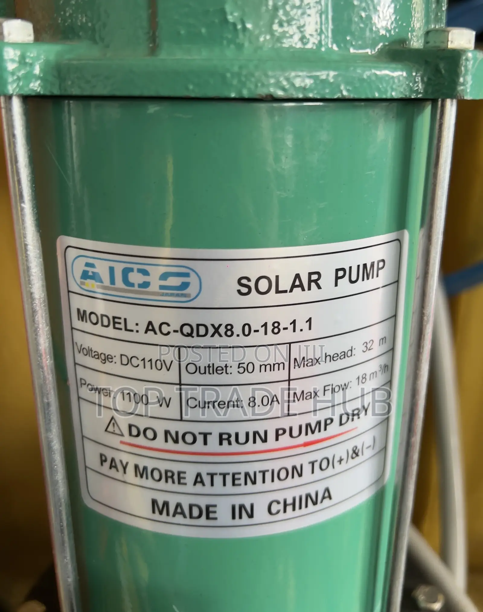 Aico Shallow Well Submersible Solar Water Pump 1100w 32m Head
