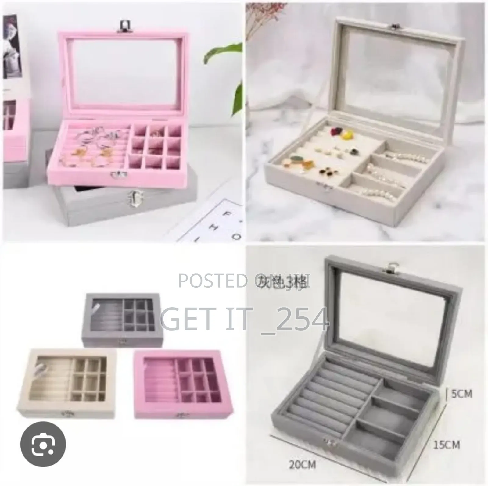 Ld1016 Velvet Jewelry Organizer Box Now Available In Cream Grey N Pink