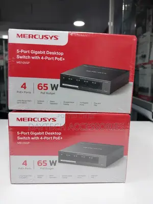 Mercusys Ms105gp 5 Port Gigabit Network Switch With 4-Port Poe+ 65w.