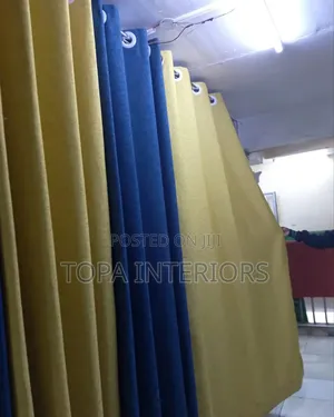 Yellow and Blue Colour Blend Vertical Rings Curtains
