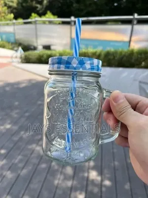 450ml Glass Mason Jar With Straw