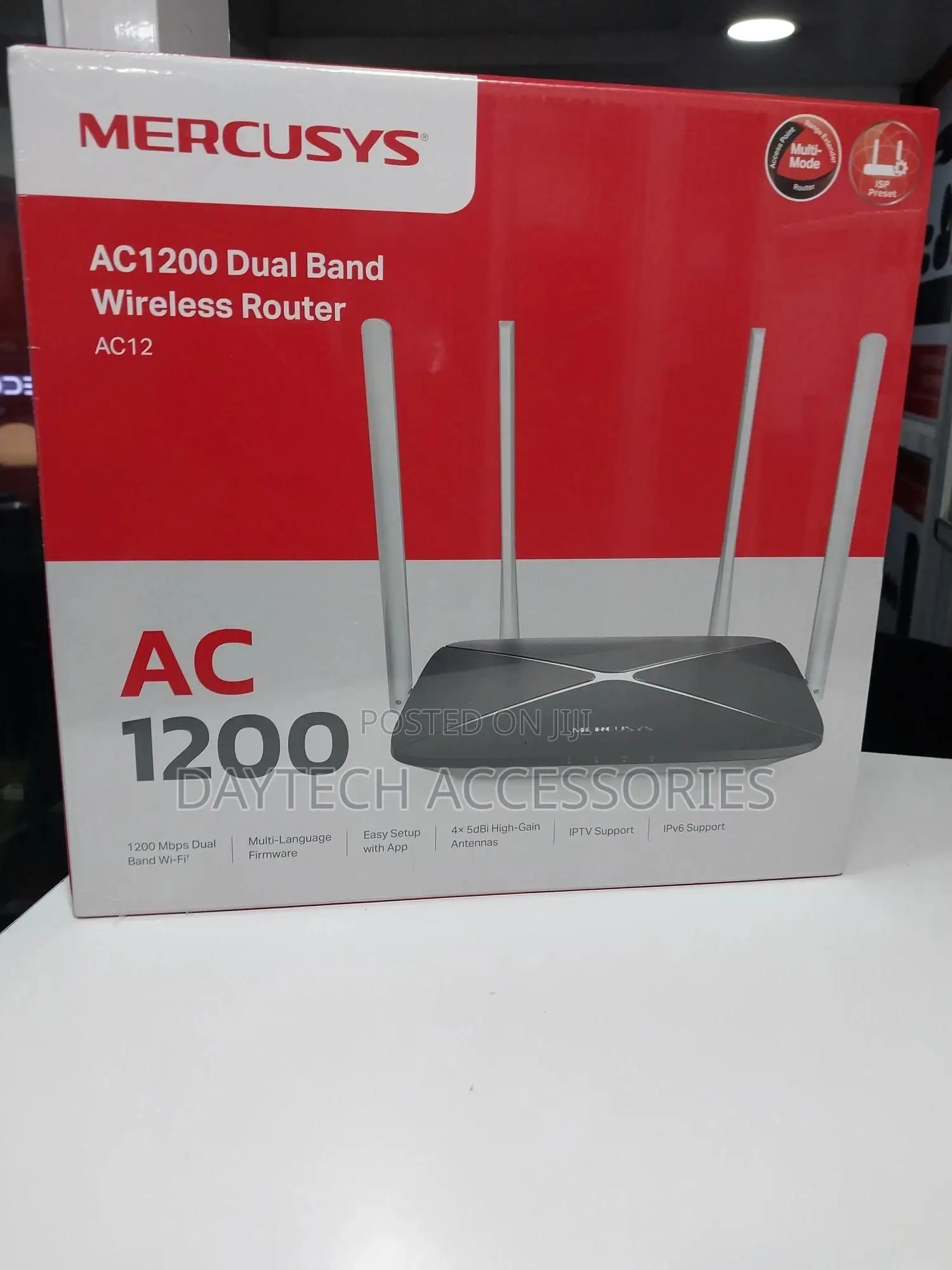 Mercusys Ac12 Dual Band Wi-Fi Wireless Router With 4 Antennas - Black