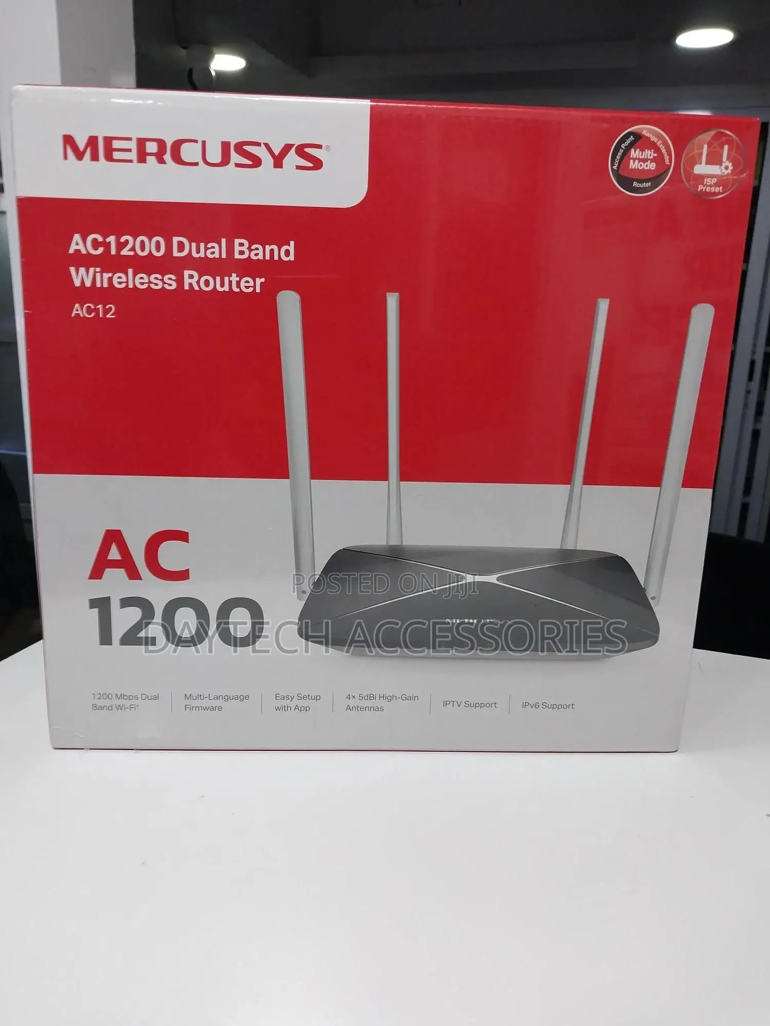 Mercusys Ac12 Dual Band Wi-Fi Wireless Router With 4 Antennas - Black