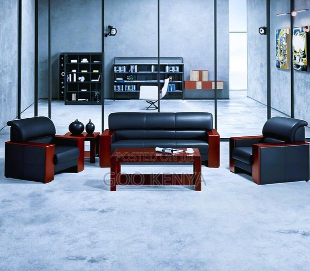 Office Sofa; Leather Lounge Sofa Set With Table for Office Interiors - thumbnail 6
