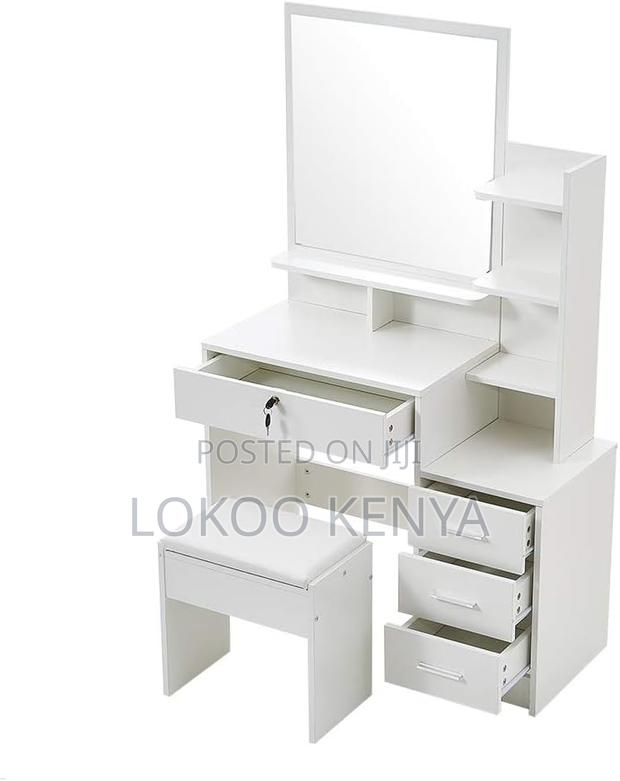 Dresser; Wooden Unlighted Sliding Mirror Make Up Dressing Table - thumbnail 3