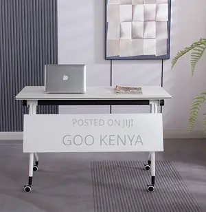 Office Desk; Heavy-Duty Mobile Flip-Top Fold Desk and Locking Casters