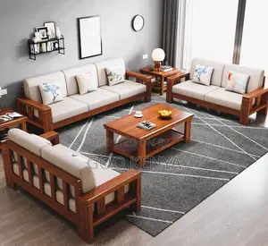 Home Sofa; Mahogany Frame 7-Seater Sofa Set With Matching Coffee Table