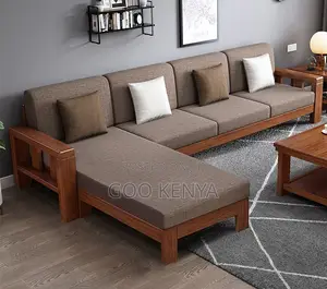 Home Sofa; Mahogany Frame 7-Seater Sofa Set With Matching Coffee Table