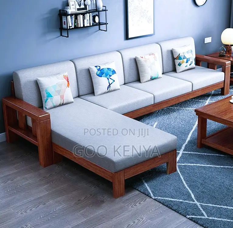 Home Sofa; Mahogany Frame 7-Seater Sofa Set With Matching Coffee Table