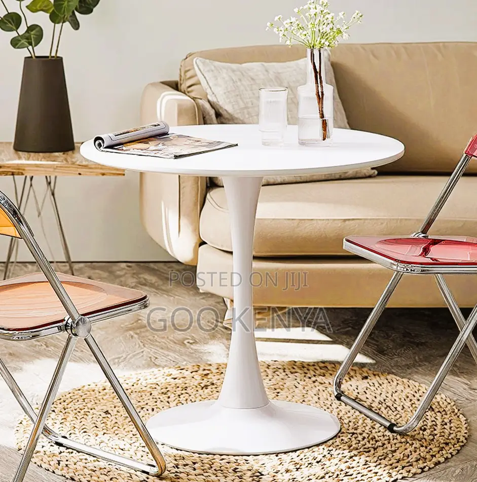 Home Table; Minimalist Dining Table – Wood-Style Frame With Marble Top