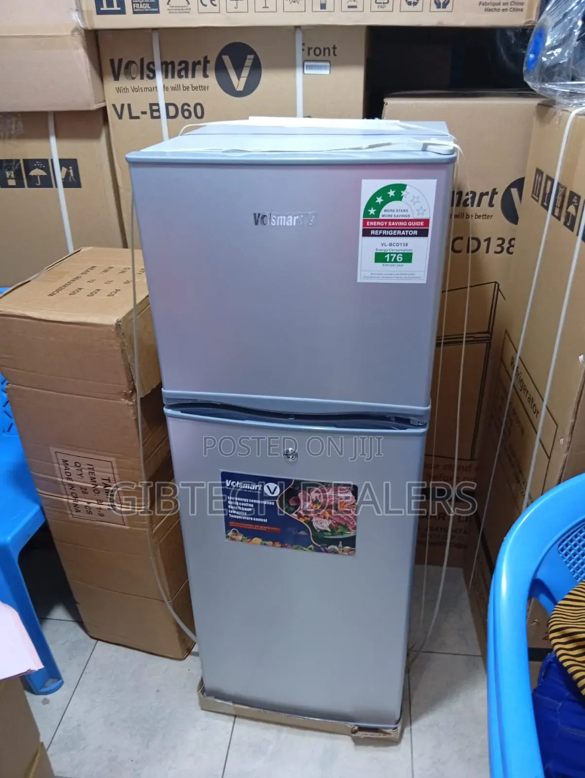 Volsmart 138l Double Door Fridge Compact Direct Cool,Silver+Free Gifts