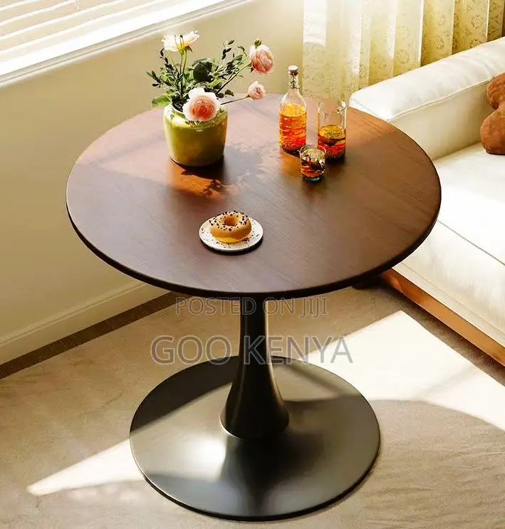 Home Table; Small Space Modern Dining Table –Wood Top and Metal Base