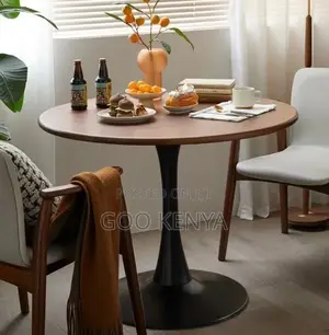 Home Table; Small Space Modern Dining Table –Wood Top and Metal Base