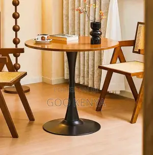 Home Table; Small Space Modern Dining Table –Wood Top and Metal Base