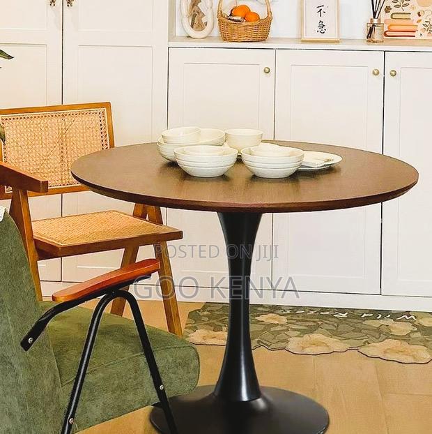 Home Table; Small Space Modern Dining Table –Wood Top and Metal Base - thumbnail 5