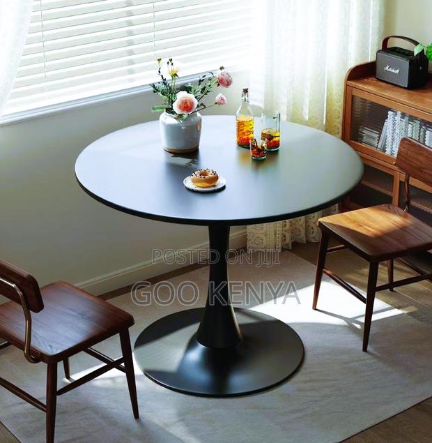 Home Table; Small Space Modern Dining Table –Wood Top and Metal Base - thumbnail 6