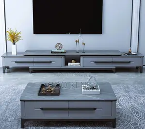 Home Tv Table Set; Extendable Tv Stand and Table Combo for Living Room