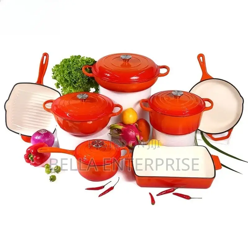 11pcs Enamel Cast Iron Cooking Pots Heavy
