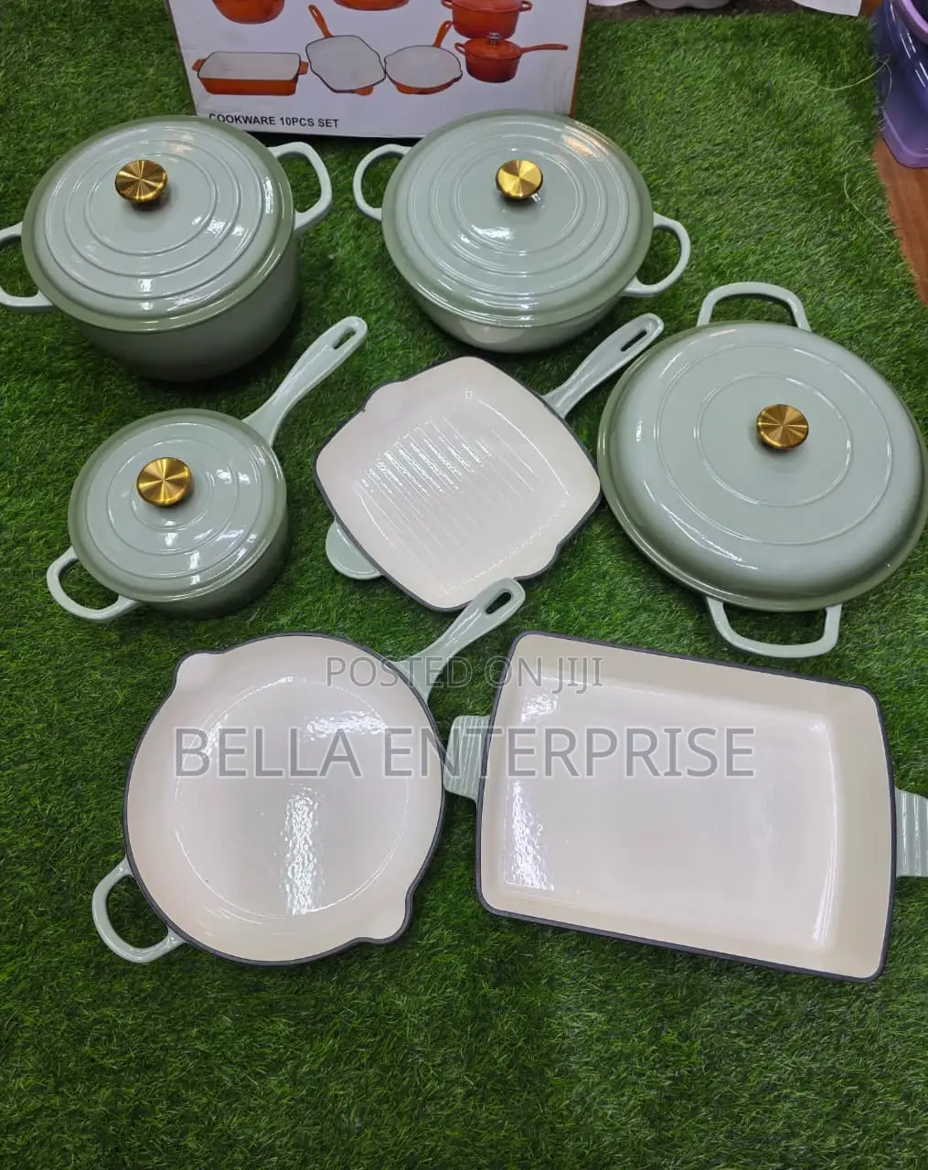 11pcs Enamel Cast Iron Cooking Pots Heavy
