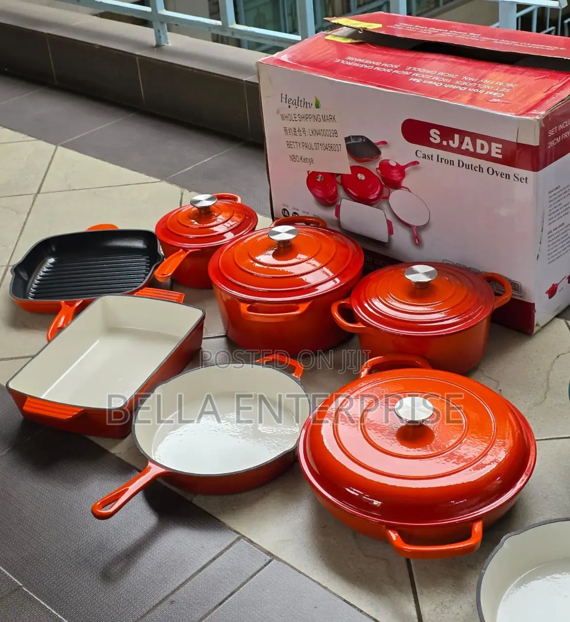 11pcs Enamel Cast Iron Cooking Pots Heavy