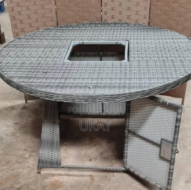 Rattan Circular Outdoor Table Grey. - thumbnail 2