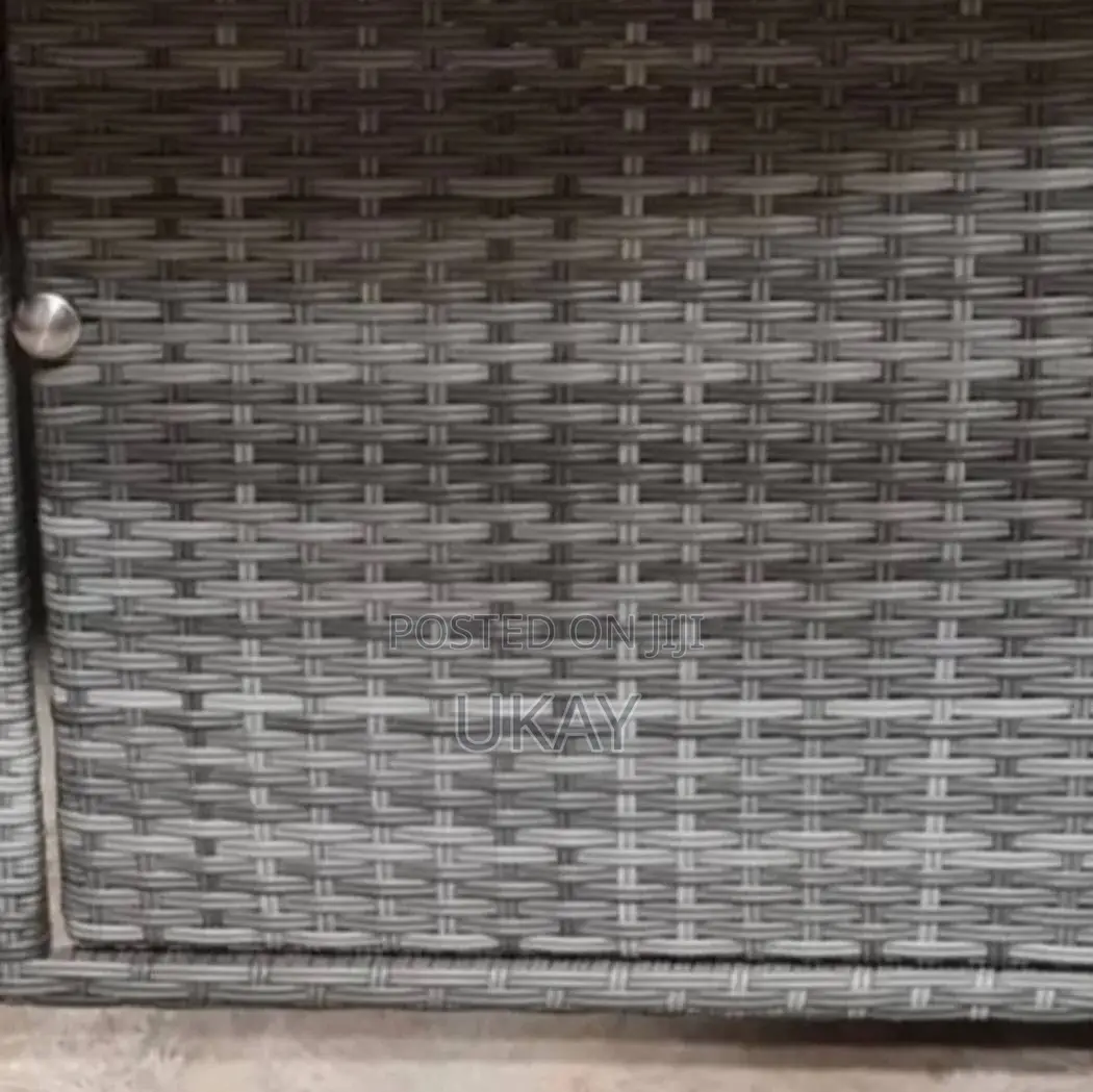Rattan Circular Outdoor Table Grey.